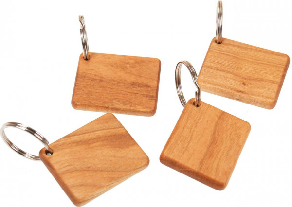Holz Schlüsselanhänger - Kirsche geölt - eckige Formen - rechteckig 4,5 x 3,5 x 0,5 cm