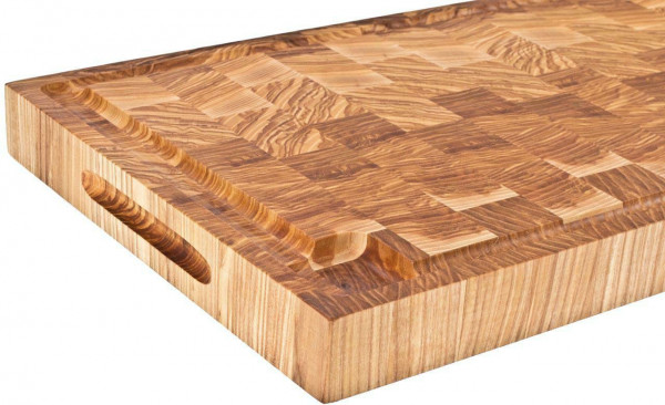 Holz Hackblock / Hackbrett aus Stirnholz 54 x 30 x 5 cm Esche mit Gummifüsse